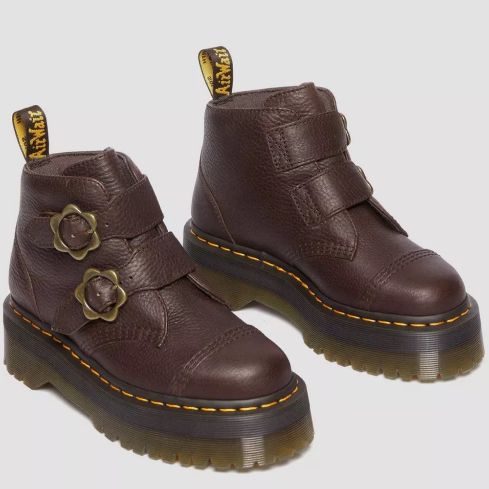 Doc Martens - Devon Flower Buckle Leather Platform Boots
